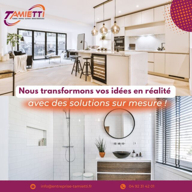 Mercredi 25 septembre 2024, c'est la Journée Mondiale du Rêve !Et si vous en profitiez pour créer la salle de bain ou la cuisine de vos rêves ? 🛁👩🏻‍🍳Nous transformons vos idées en réalité avec des solutions sur mesure, de la conception à la réalisation. Que vous imaginiez un espace moderne, classique, ou unique, nous adaptons chaque détail à vos goûts et à votre budget. Contactez-nous pour commencer à créer l'espace dont vous avez toujours rêvé ! 🔸www.entreprise-tamietti.fr🔸0492314201#plomberie #chauffage #ventilation #sanitaires #entreprisetamietti #cuisine #salledebain #journéemondialedurêve