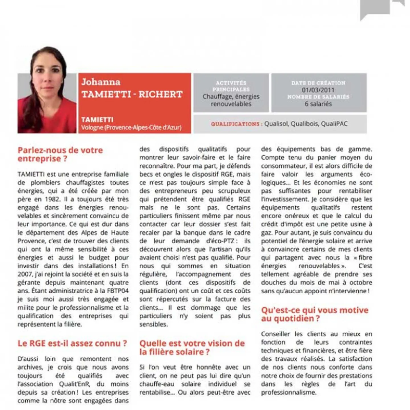 Tamietti Qualit’enr infos